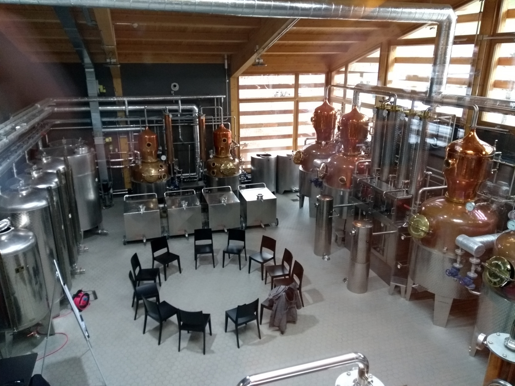 Talking room between the distilling machines